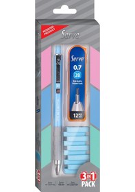 Resim Serve Steps Versatil Kalem 0.7 Mm + Min + Silgi 3'lü Set Gök Mavi Çok Renkli 