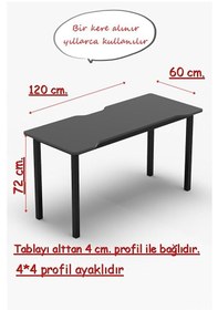 Resim 120 Antrasit Oyun Çalışma Masası Gaming Masa Ofis Masası 9120- Anrasit 
