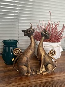 Resim Ikili Kedi Biblo Dekoratif Heykel 
