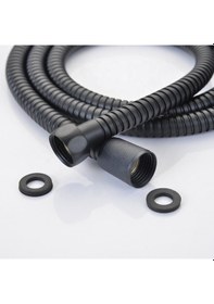 Resim Ahlez Gediz 4 Fonksiyonlu Duş Başlığı Siyah Duş Hortum Duş Seti Siyah 