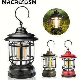Resim 1 adet Şarj Edilebilir Dış Mekan Kamp Lambası, Retro Taşınabilir Fener, Çadır Lambası Asma Işık Bahçe Dekorasyonu Masa Lambası (Pil Modeli veya USB Şarj Modeli) 