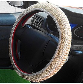 Resim Bej Yaz Buz Ipek Araba Nefes Kaymaz Direksiyon Kapağı Koruma Koruyucu 