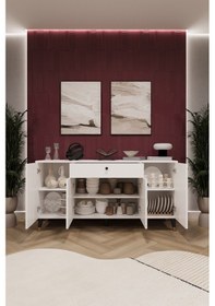 Resim Asra Trend Lüks Konsol Tv Ünitesi %100 Mdf Salon Ve Yemek Odası Ünitesi Knsl03 Beyaz 