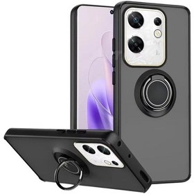 Resim Infinix Zero 30 4G Kılıf Yüzüklü Standlı Extra Darbe Emici Sert Silikon Kapak - Siyah 