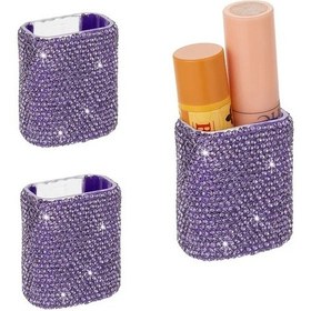Resim Willowhaven 2 Adet Mor Elmas Kaplama Ruj Kutusu, Ofis Ve Araç İçin Ruj Tutucu 