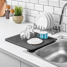 Resim Deconox Plastik Bulaşık Kurutma Matı - Tezgah Üstü Su Süzgeçli Bulaşıklık - Kaymaz, Koku Yapmaz ve Kolay Temizlenen Pratik Mutfak Kurutmalığı (40x32,5 cm) ASORTİ 