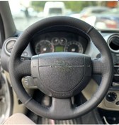 Resim Ford Connect Fiesta Çıkıntılı Bombeli Araca Özel Dikmeli Direksiyon Kılıfı Nokta Düz Mavi İp Siyah 