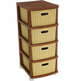 Resim Sağlam Plastik Rattan Komidin 4 Çekmeceli Sebzelik Çölbeji 