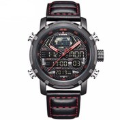Resim Naviforce NAVİFORCE NF9160 SİYAH KAYIŞ KIRMIZI DİKİŞLİ SPOR ERKEK KOL SAATİ 