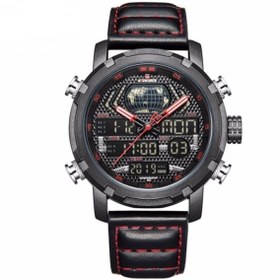 Resim Naviforce NAVİFORCE NF9160 SİYAH KAYIŞ KIRMIZI DİKİŞLİ SPOR ERKEK KOL SAATİ 