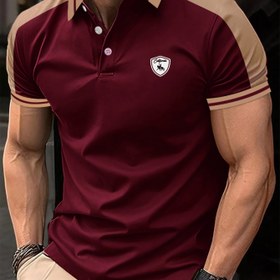 Resim Yaz için dış mekan iş sporları için erkeklerin renk bloğu kısa kollu golf tişörtü 