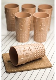 Resim Akrilik Bal Tekli Uzun Bardak & Su Meşrubat Bardağı 750 Ml Büyük Boy & Cam Değildir Bej 