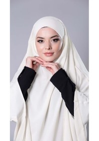 Resim Hürrem Bone Krem Pratik Hazır Geçmeli Tesettür Eşarp Medine İpeği Bağcıklı Sufle Hijab 2301 40 