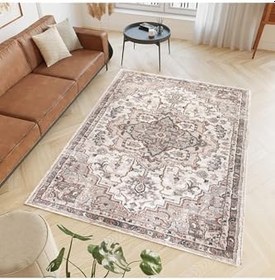 Resim Rovigo Dijital Baskı Yıkanabilir Kaymaz Taban Salon Halısı Ve Yolluk RVG0796, Bej, 180 x 300 
