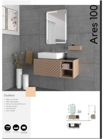 Resim Evros Ares 100 Cm Banyo Dolabı Bej 