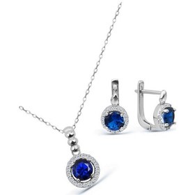 Resim Argentum Concept 925 Ayar Gümüş Mavi Taşlı Minimal Set - S013502 