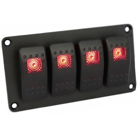 Resim Yuntech01 Araç Ve Gemi 4lü Led Işık Kontrol Paneli, 12-24v, Su Geçirmez, Alüminyum, Kırmızı S3640-z 