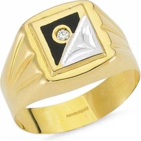 Resim Sembol Gold 14 Ayar Altın Erkek Yüzük Siyah Mineli Sgb-84380 