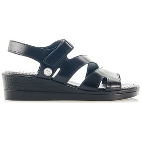 Resim Mammamia Kadın Hakiki Deri Ortopedik Taban Dolgu Topuk Günlük Sandalet 36-40 24y D24ys-1815 Z Siyah 
