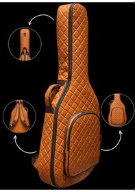 Resim Klasik Gitar Çantası-kılıfı-kalın-gigbag-kahverengi Kapitoneli-suni Deri 