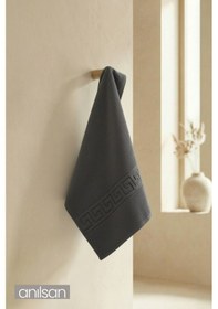 Resim Antrasit Greek El Havlusu - 50x90 Cm, 225 Gr, %100 Pamuk, Spa Ve Otel Havlusu, Günlük Kullanıma Uygun Antrasit 