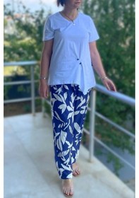 Resim Mia Butik Büyük Beden Bahar Takım Beyaz - Mor Beyaz-mor 