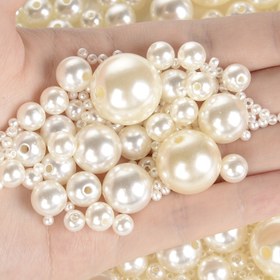 Resim Taklit bej inci boncuklar, moda takı yapımı ve DIY giyim projeleri için uygundur, 3 mm ile 20 mm arasında değişen boyutlarda mevcuttur. 