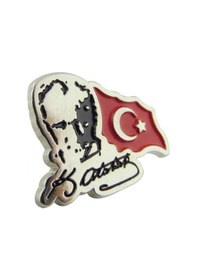 Resim Atatürk Bayrak Yaka Rozeti Krom Kaplama 10 Kasım 29 Ekim Öğretmen 