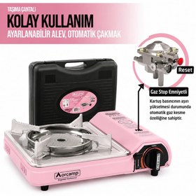 Resim Tekli Portatif Pro Seramik Ocak - Orcamp - Pembe (CK-508) 