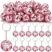 Resim 25 adet Pembe Disco Toplu Anahtarlık - Metal Halkalarla Mini Ayna Topları, Düğünler, Doğum Günleri, Gelin Partileri için 70'ler ve 80'ler Parti Hediyeleri - Fotoğraf Aksesuarları ve Hediyeler için Dayanıklı Plastik / Cam Dekorasyonlar, Disco Parti Dekorasyonları, Gelin Parti Dekorasyonları, Retro Parti Dekorasyonları, Parıltılı Bitiş 