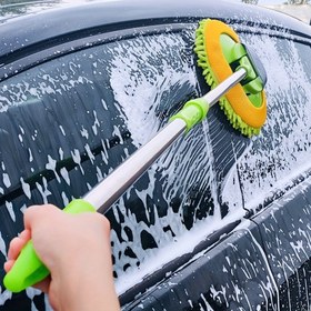 Resim Uzun Saplı Yumuşak Mikrofiber Genişletilebilir Araba Yıkama Paspası - Verimli Detaylandırma ve Bakım için Uygun Temizlik Fırçası Aracı 