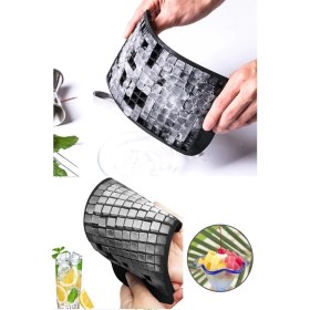 Resim Pazariz 160'LI Mini Küp Şekilli Silikon Buzluk Antrasit Renk Mini Küplü Sunum Buzluk 