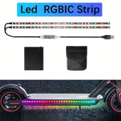 Resim Evrensel 2 Şerit Elektrikli RGB IC LED şerit Bisiklet Scooter motosiklet Işıkları Gece Bisiklet Sürme Renkli Lamba Güvenlik Kaykay Scooter USB Led Işıkları Elektrikli Yanıp Sönme Modu için Şasi Dekoratif için Buton kontrolü 50cm/19.69in X 2'ye göre uyarlanabilir 