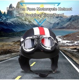 Resim Ankatek Gözlüklü Yarım Motosiklet Kaskı - Güvenli Ve Komfortlu Tasarım Çok Renkli - 2xl Çok Renkli 