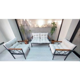 Resim Balkon-bahçe-kafe Çay Seti Koltuk Oturma Takımı-oturma Grubu Miami Bej 