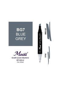 Resim Çift Uçlu Marker Grafik Çizim Kalemi Bg7 Mavimsi Gri 