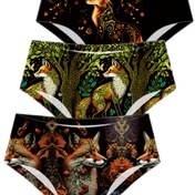 Resim 3'lü Paket Sliky Kadın Düşük Bel Dikişsiz İç Çamaşırları - Esnek Nefes Alabilen Hızlı Kuruyan Kumaş, Karikatür Tilki & Çiçek Baskı, Makinede Yıkanabilir Şık Sonbahar Koleksiyonu, Günlük Temel İhtiyaçlar, Eğlenceli Desenler, Rahat Kalıp, Basılı Külotlar, Şık Bayanlar 