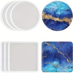 Resim Dayanıklı Kalınlaştırılmış Epoksi Reçine Kalıbı - Yuvarlak veya Kare Bardak Altlığı Matrisi, DIY El Sanatları, Masa Dekoru, Mumluklar İçin - Isıya Dayanıklı, Kolay Çıkartma, Yeniden Kullanılabilir - Ev, Partiler, Hediyeler için Şık, Mermer Desenli, Dekoratif Bardak Altlıkları, Marbre Tasarım, Silikon Kalıp, Parti Malzemeleri, Zarif ve Sağlam, El Sanatları Tutkunları 