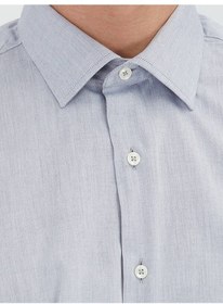 Resim Gri Regular Fit Dokuma Klasik Pamuk Karışımlı Gömlek Gri 