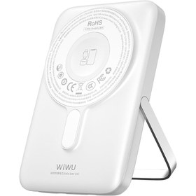 Resim Wiwu WI-P077 Pionner Serisi Wireless Şarj ve Pd 20W Hızlı Şarj Standlı Powerbank 15W 10000MAH Beyaz 