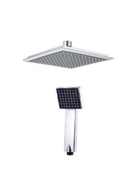 Resim Siyah Krom Kare Robot Duş Tepe Başlığı El Duşu Takımı Krom - Siyah 