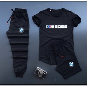 Resim NewCabin Şort-eşofman Altı-tişört Slim Fit 3'lü Beyaz Bmw Takım Kombin Alt Üst 