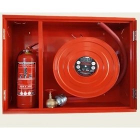 Resim Alperen Öztürk 1" Iki Kapaklı Saç Kapak 20 mt Hortumlu 0.90 mm Tüp Kabinli Yangın Dolabı Tse' Li Sıva Üstü 