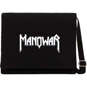 Resim Manowar Logo Classic 2 Siyah Kanvas Postacı Çantası - Siyah 