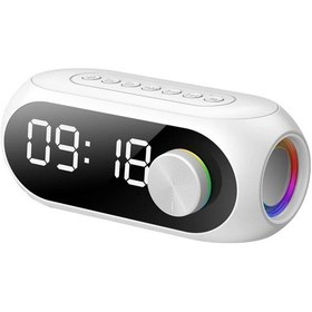 Resim White Çalar Saat Radyo Fm Bluetooth Hoparlör Taşınabilir 