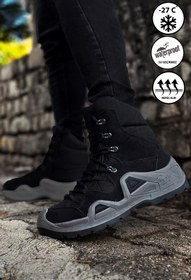 Resim gizlitopuk Boy Uzatan 7 cm Gizli Topuklu Siyah Füme Combat Fermuarlı Bot GT-0003 