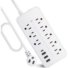 Resim Sandwich Beyaz 8 Fişli Akıllı Priz, 3 Usb + 1 Type-c, 1.2m Kablo, Fırtına-koruma, 2000w, Abs Kapak Şebeke Priz 