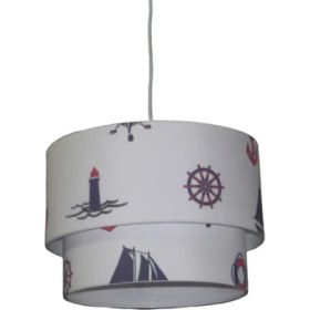 Resim Tekay Denizci Çapa Yelkenli Dümen Deniz Feneri Çocuk Genç Odası Avize Sarkıt Tavan Abajuru 