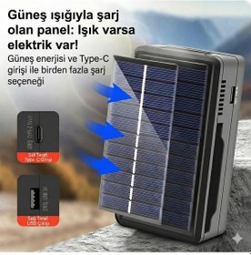 Resim Güneş Enerjili Çoklu Pil Şarj Cihazı Ve Powerbank - 18650/26650 Uyumlu 