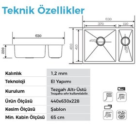 Resim Crauf Stella 4563 Pvd Inox 1,5 Gözlü Sağ Paslanmaz Çelik Mutfak Eviyesi Inox 